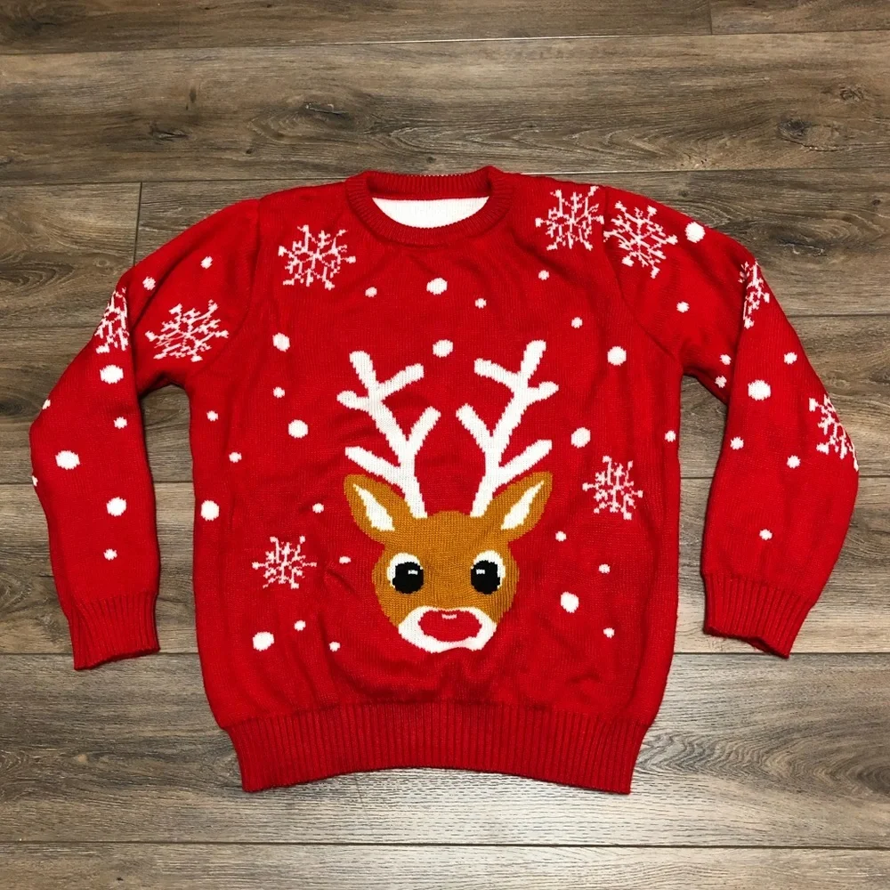 Rudolph the Red Nosed Reindeer Ugly Sweater - Large - Red - Picture 5 of 5